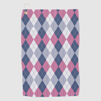 Dusty Pink & Navy Blue Slate Argyle Golf Towel