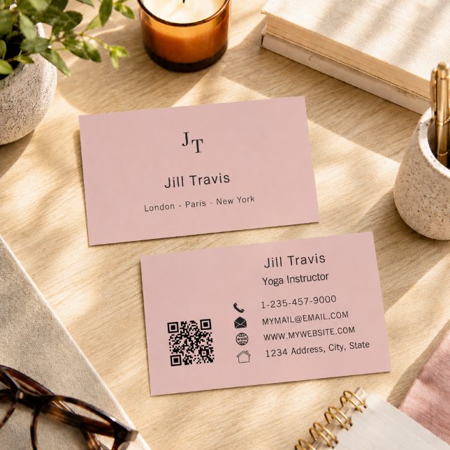 Dusty pink neutral QR code Business Card (Creator Uploaded)