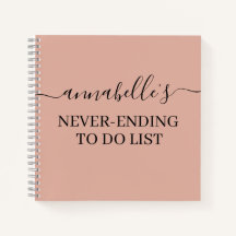 Dusty Pink Never Ending To Do List Notebook