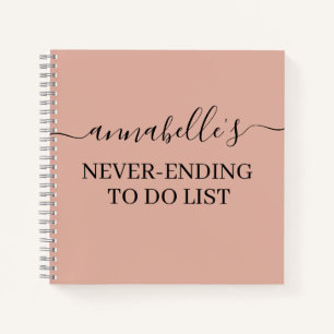 Dusty Pink Never Ending To Do List Notebook