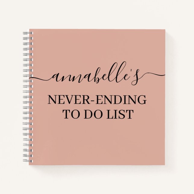 Dusty Pink Never Ending To Do List Notebook (Front)