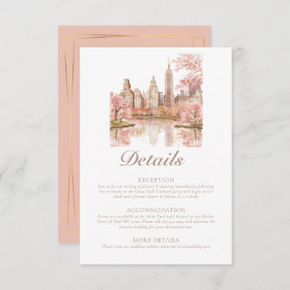 Dusty Pink New York Destination Wedding Details Enclosure Card