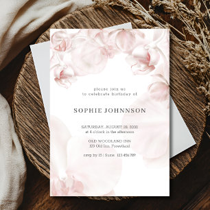 Dusty pink orchid watercolor birthday invitation