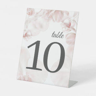 Dusty pink orchid watercolor wedding details pedestal sign