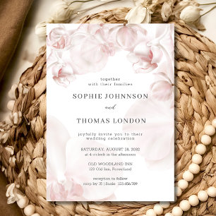 Dusty pink orchid watercolor wedding invitation