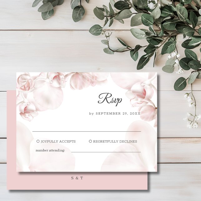 Dusty pink orchid watercolor wedding RSVP card (Creator Uploaded)