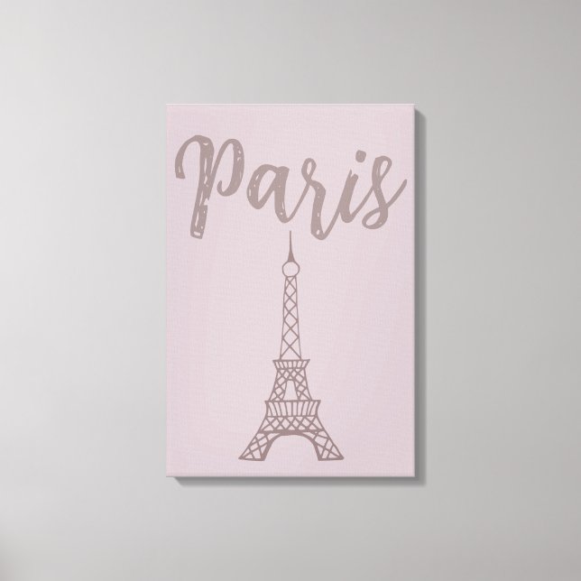 Dusty Pink Paris Eiffel Tower Canvas Wall Art  (Front)