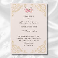 Dusty Pink Peony Vintage Floral Bridal Shower