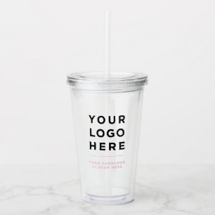 Dusty pink   Personalised Clear Tumbler with Straw