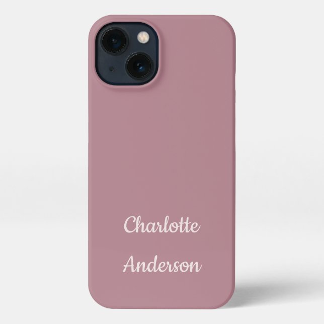 Dusty Pink Personalised Name Script iPhone Case (Back)
