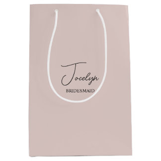 Dusty Pink Personalised Wedding Party Name Gift Medium Gift Bag