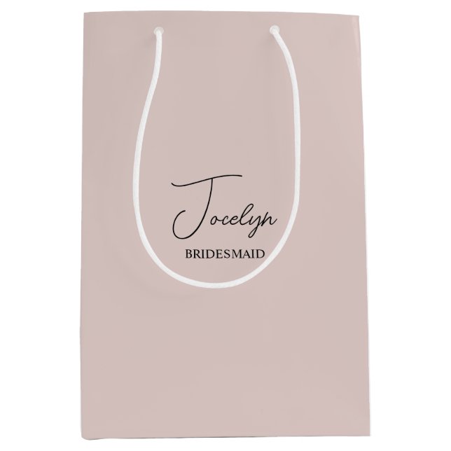 Dusty Pink Personalised Wedding Party Name Gift Medium Gift Bag (Front)