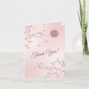 Dusty Pink Photo Chinese Wedding Thank You Card