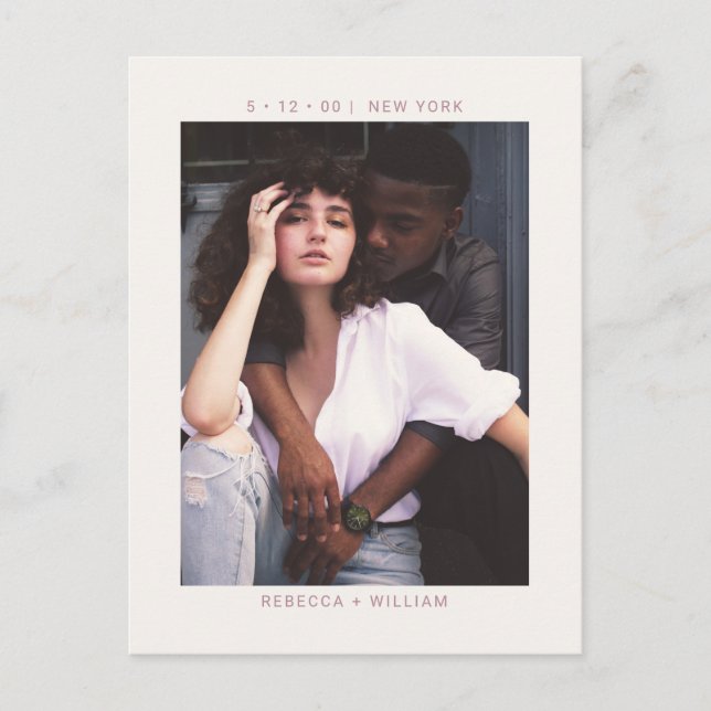 Dusty Pink Photo Wedding Save the Date Invitation Postcard (Front)