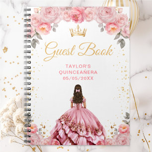 Dusty Pink Princess Quinceañera Guest Book