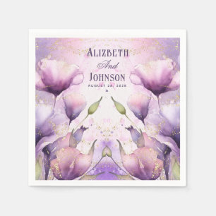 Dusty Pink & purple Country Rustic Roses Wedding Napkin