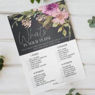 Dusty Pink Purple Floral Game Whats In Your Purse  Flyer