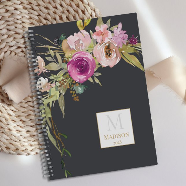 Dusty Pink Purple Floral Trendy Monogram Planner (Creator Uploaded)