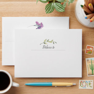 Dusty Pink Purple Floral Wedding Invitation Envelope