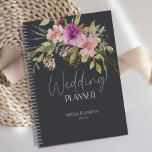 Dusty Pink Purple Floral Wedding Planner<br><div class="desc">Watercolor dusty pink and purple flowers on a charcoal background.   Matching items to complete your event collection are available in our Zazzle store!</div>