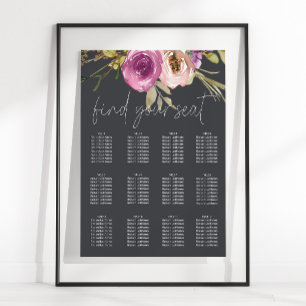 Dusty Pink Purple Floral Wedding Seating Chart