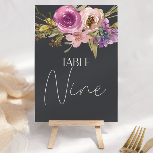 Dusty Pink Purple Floral Wedding Table Number (Creator Uploaded)