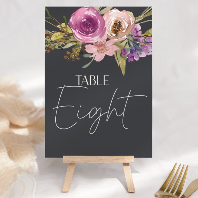 Dusty Pink Purple Floral Wedding Table Number (Creator Uploaded)