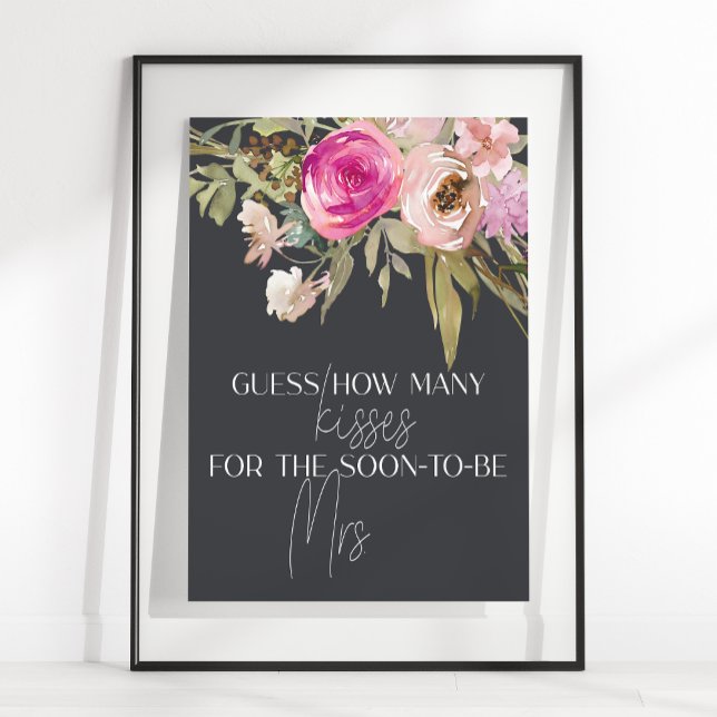 Dusty Pink Purple FloralGuess How Many Kisses Game Poster (Creator Uploaded)