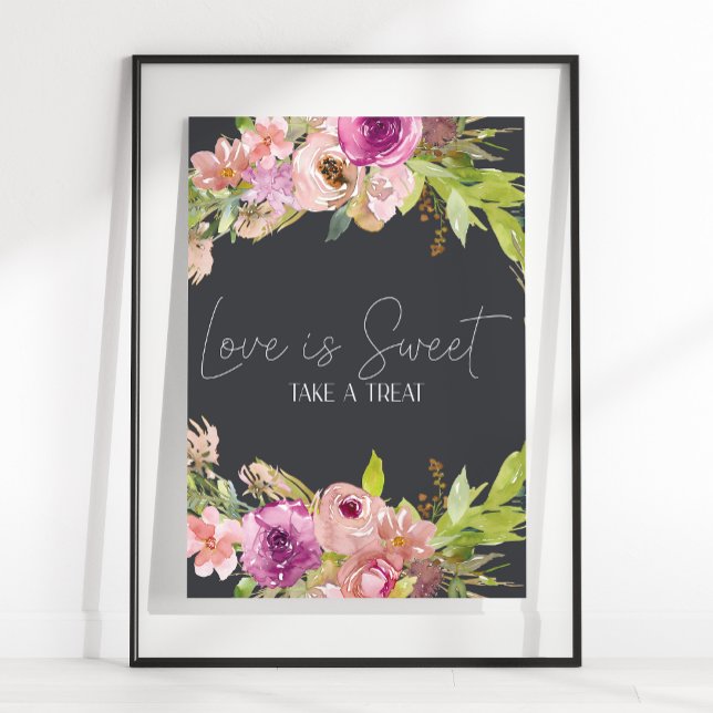 Dusty Pink Purple Wedding Love Is Sweet Favor Poster (Creator Uploaded)
