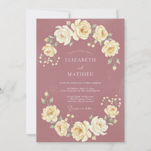 Dusty Pink Ranunculus Eucalyptus Wedding Invitation
