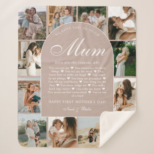 Dusty Pink Reasons We Love You Mum Photo Collage Sherpa Blanket