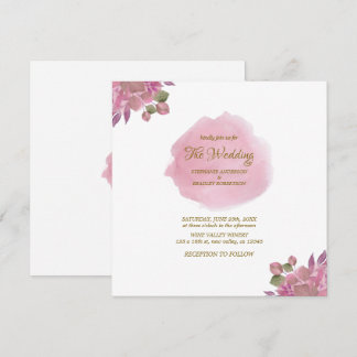 Dusty Pink Romantic Floral Elegant Wedding Invitation