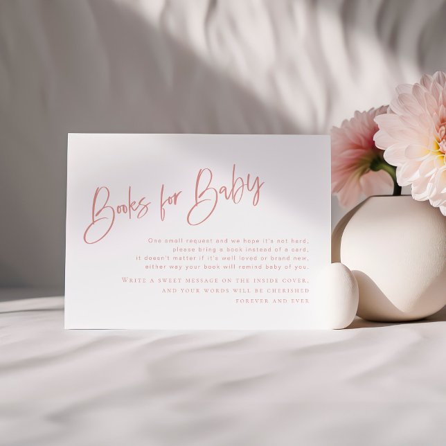 Dusty Pink/ Rose Baby Shower Books for Baby Card (Creator Uploaded)
