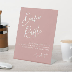 Dusty Pink/ Rose Baby Shower Diaper Raffle Pedestal Sign