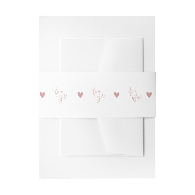 Dusty Pink/ Rose Baby Shower Heart Invitation Belly Band (Front Example)