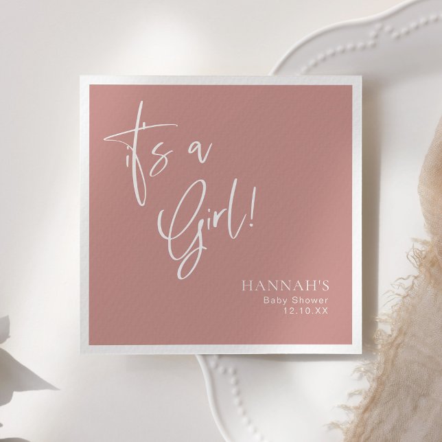 Dusty Pink/ Rose Baby Shower Napkin (Creator Uploaded)