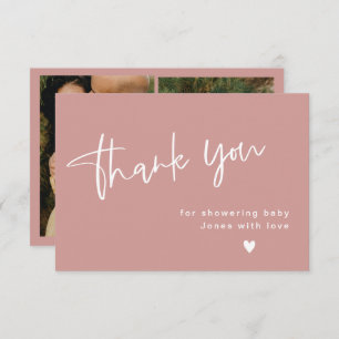 Dusty Pink/ Rose Baby Shower Thank You Card