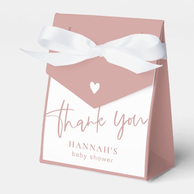 Dusty Pink/ Rose Baby Shower thank you Favour Box (Front Side)