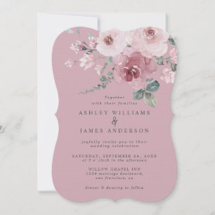 Dusty Pink Rose Bleached Mauve Wedding Invitation