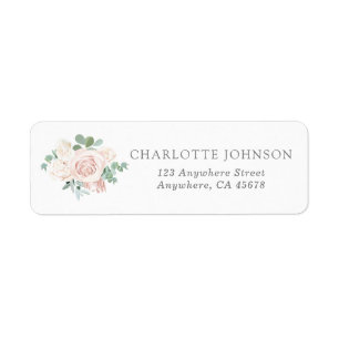 Dusty Pink Rose Eucalyptus Greenery Return Address