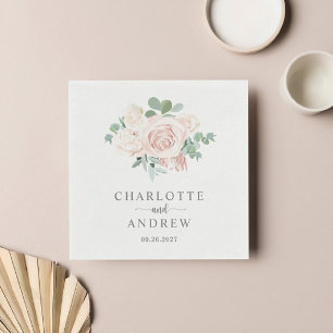 Dusty Pink Rose Eucalyptus Greenery Wedding Napkin