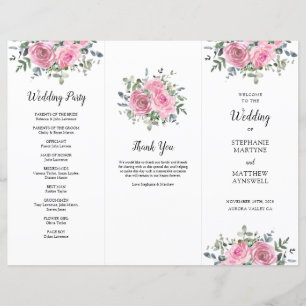 Dusty Pink Rose Eucalyptus Order of Service
