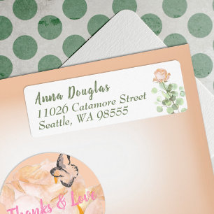 Dusty Pink Rose Eucalyptus Return Address