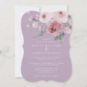 Dusty Pink Rose Fair Orchid Wedding Invitation