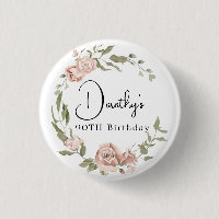 Dusty Pink Rose Floral 90th Birthday