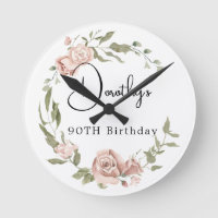 Dusty Pink Rose Floral 90th Birthday