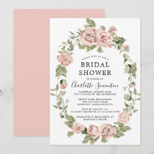 Dusty Pink Rose Floral Bridal Shower Invitation