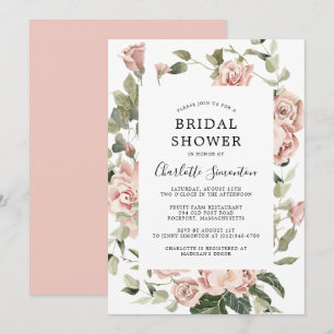 Dusty Pink Rose Floral Bridal Shower Invitation