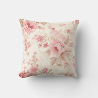 Dusty Pink Rose Floral Cushion