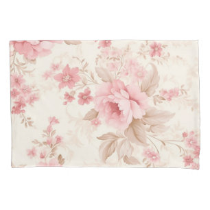 Dusty Pink Rose Floral  Pillowcase